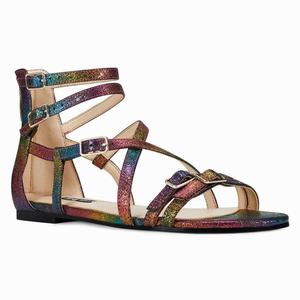 Nine West Lorna Casual Flat Sandals - Purple/Gold - Ireland (XK2617589)